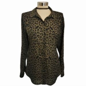 $9 LUCKY BRAND GREEN ANIMAL PRINT BLOUSE